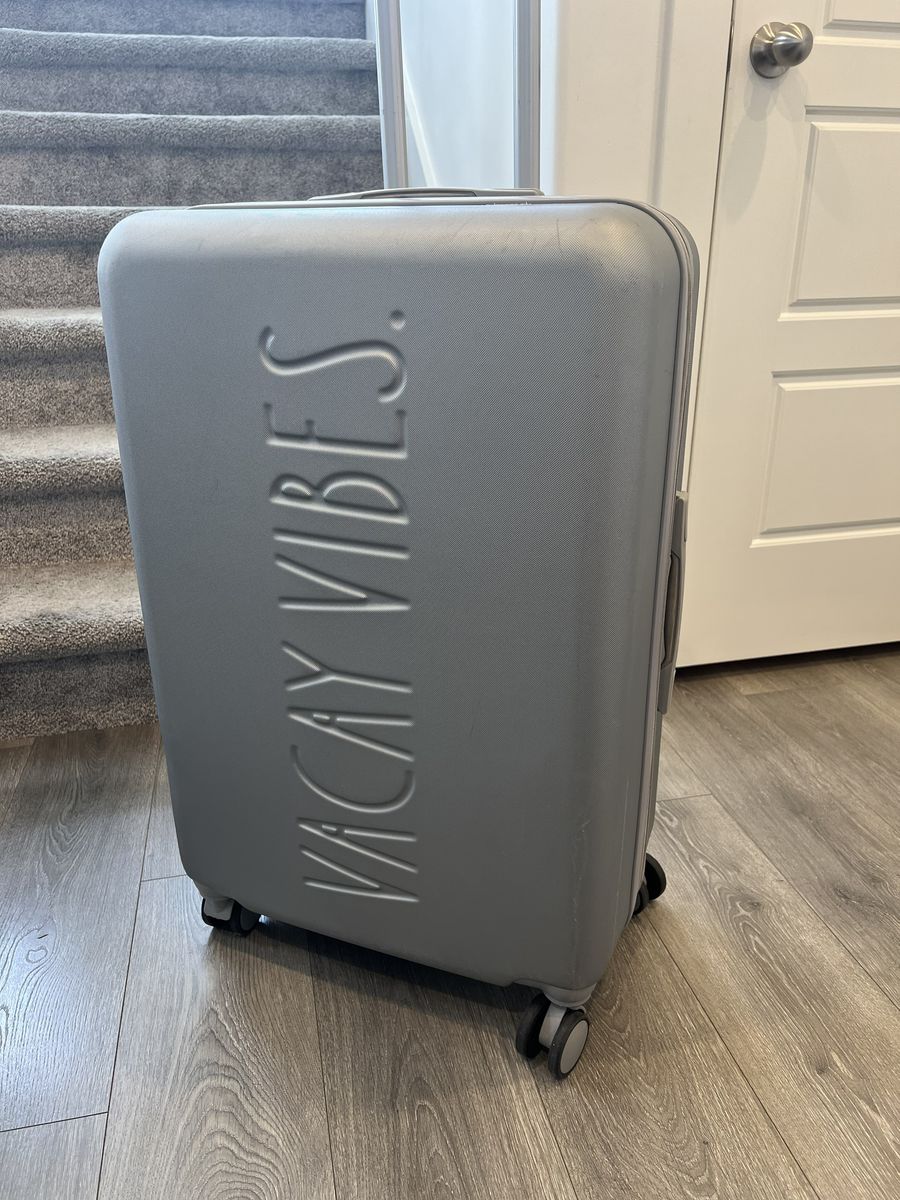 Rae Dunn Expandable Hard Shell Spinner Suitcase Gray Large Checked