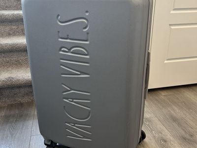 Rae Dunn Expandable Hard Shell Spinner Suitcase Gray Large Checked