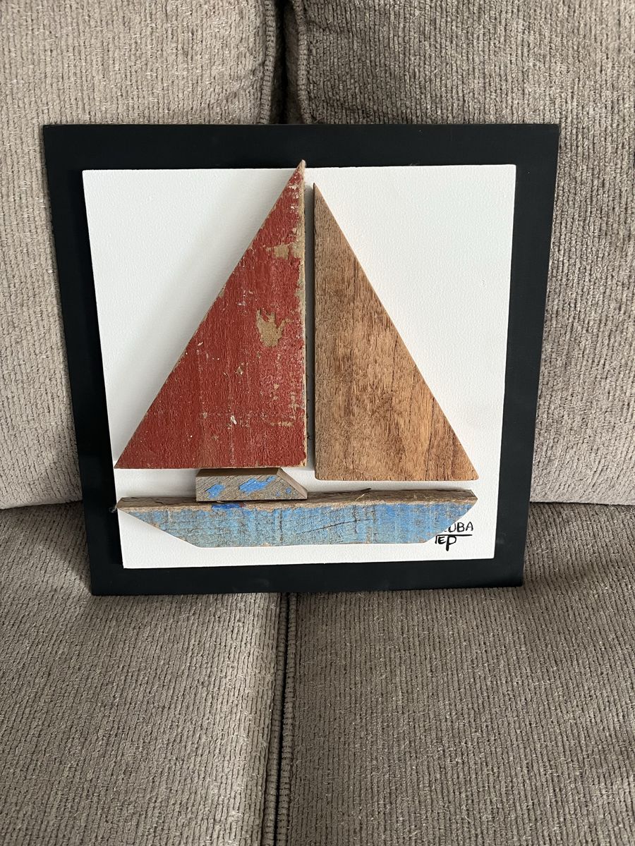 Handcrafted Reclaimed Wood Sailboat Wall Art Nautical Decor 12”X 12”