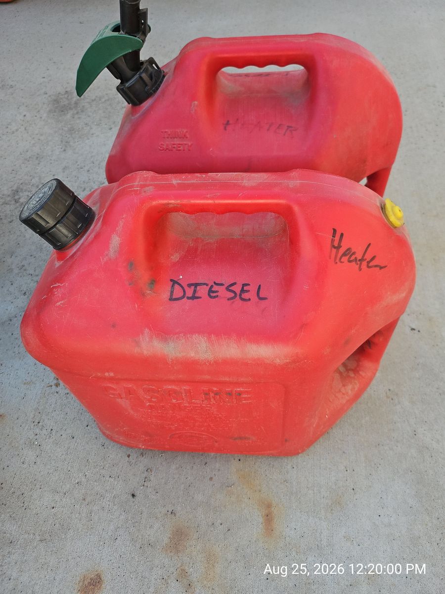2 each 5 gallon Containers filled with Diesel Fuel