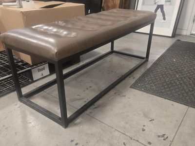 Metal Bench with Faux Leather Top