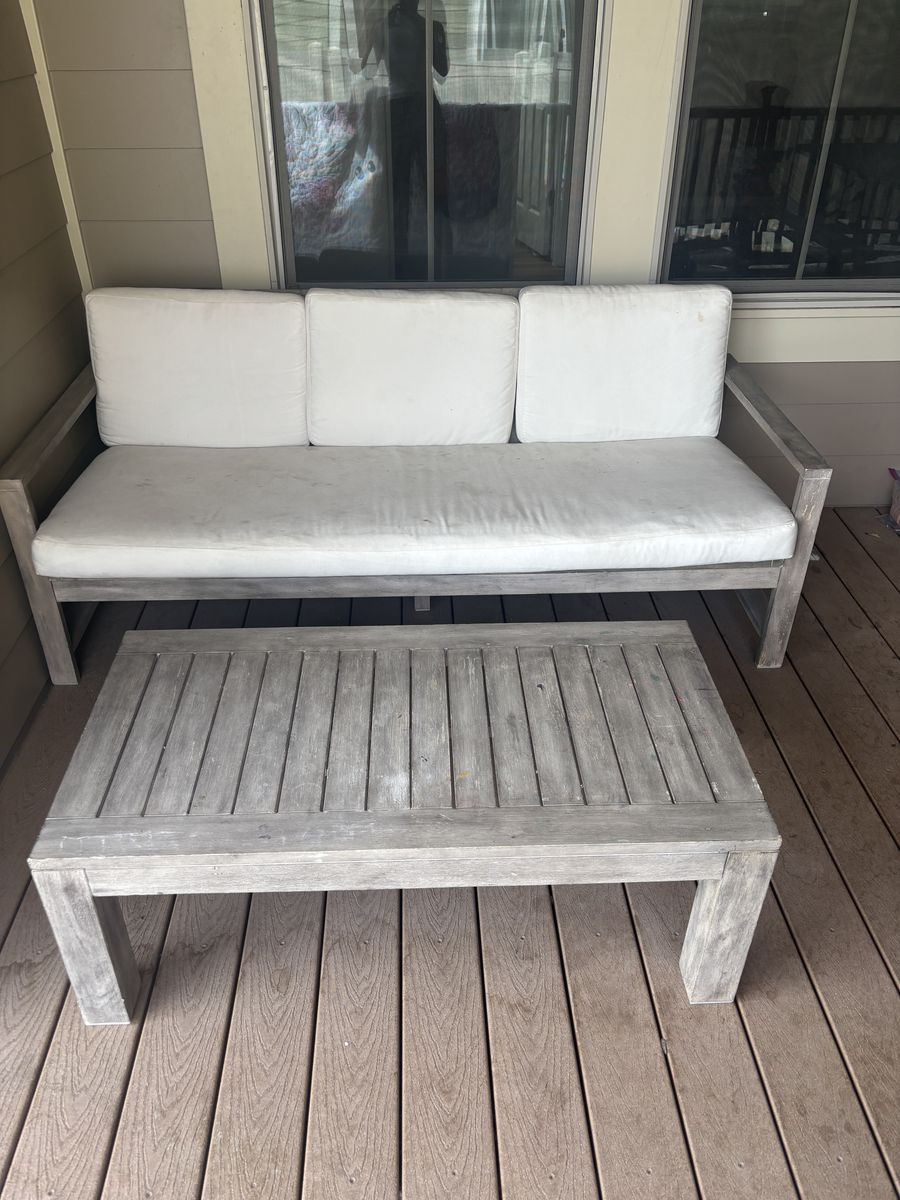 Pottery Barn Outdoor Patio Sofa + Coffee Table