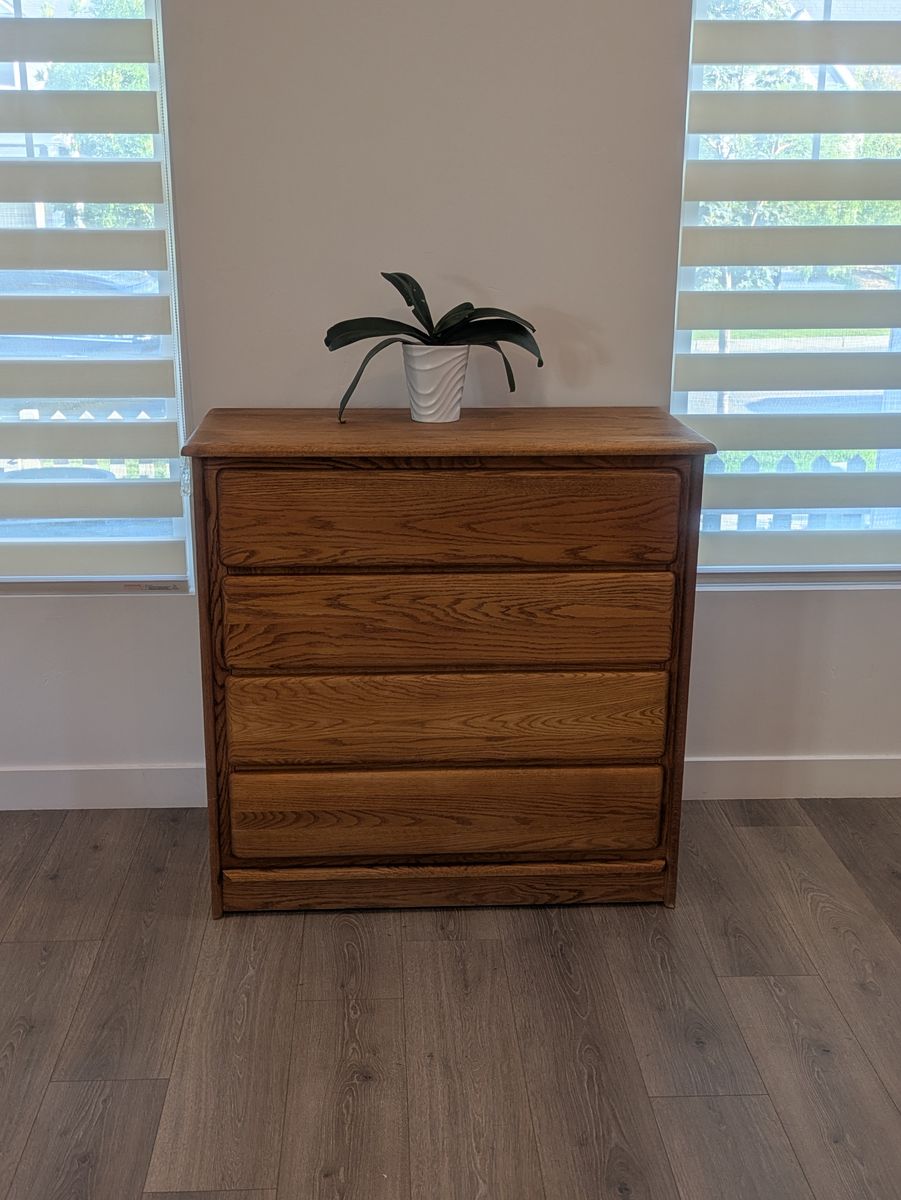 Solid Oak 4-Drawer | Real Wood | Waterfall Dresser