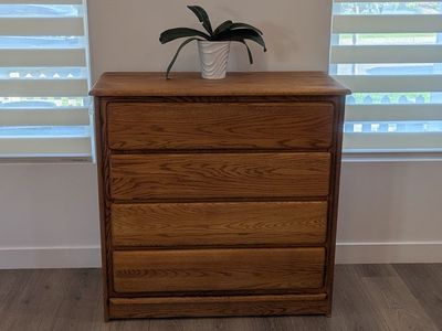 Solid Oak 4-Drawer | Real Wood | Waterfall Dresser