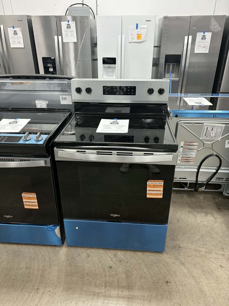 NEW WHIRLPOOL STAINLESS 4 ELEMENT ELECTRIC RANGE