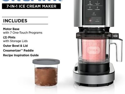 Ninja CREAMi 7-in-1 Ice Cream Maker, Gelato, Sorbet & Milkshake Machine with 2 Pints & Recipe Guide