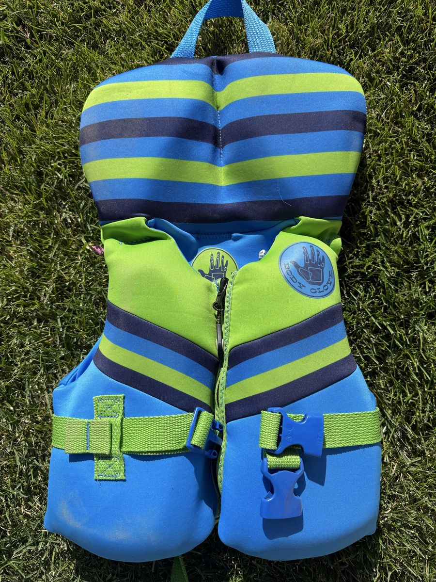 Body Glove Infant Life Vest US Coast Guard Approved Less Than 30lbs Blue Green Striped