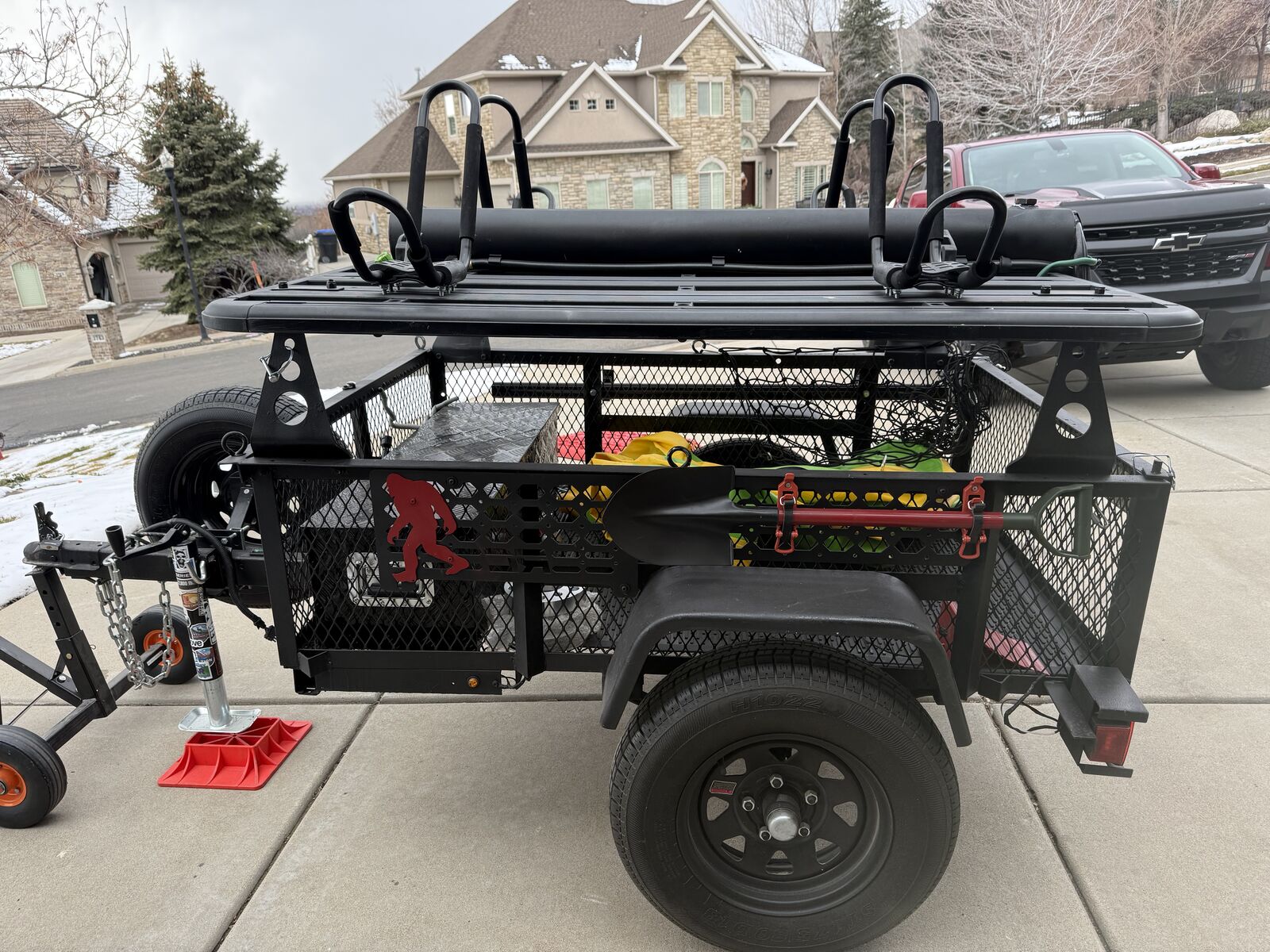 Trailer Camping kayaking roof top tent utility trailer with shower rhino rack