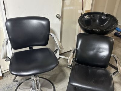 Black Salon Styling Chair and Shampoo Station Basin Unit Set