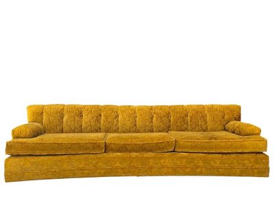 Vintage Mid Century Golden Velvet Tufted Sofa Couch