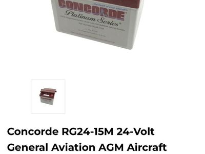 Concorde RG24-15M 24-Volt General Aviation AGM Aircraft Battery