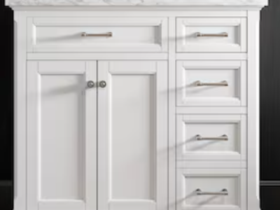 Allen+Roth 36 in White Bathroom Vanity with Marble Top. Brand New