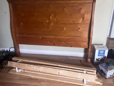 Full size bed frame + box spring + clean mattress
