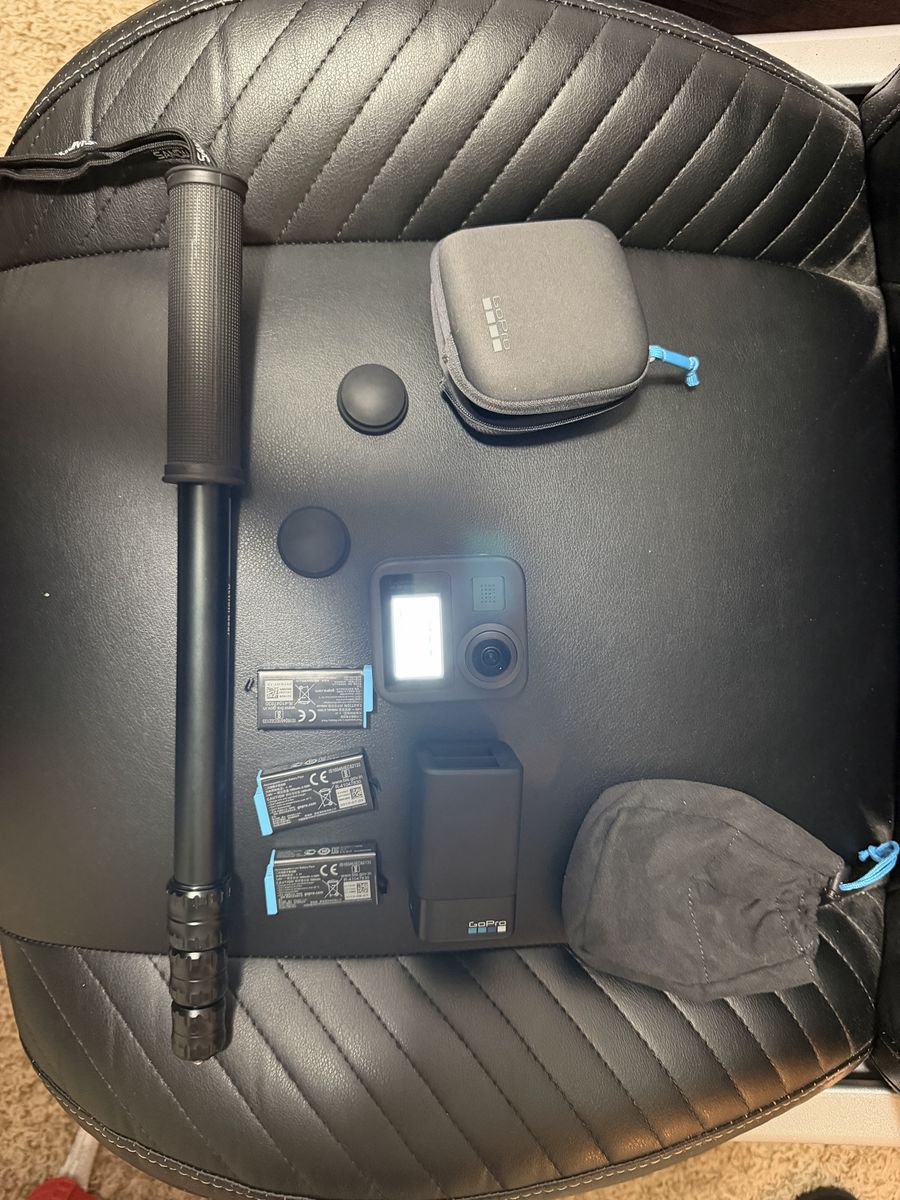 GoPro Max 360 Camera Bundle - 4 Batteries, 49" Selfie Stick, Dual Charger, Lens Covers, Case