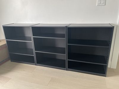 Mainstays 3-Shelf Bookcase with Adjustable Shelves, Black (x3)