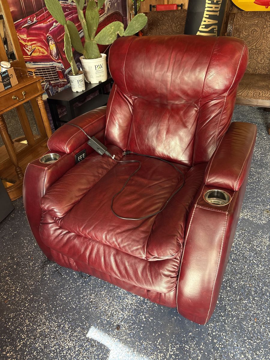 Genuine Top Grain Leather Theatre Power Recliner