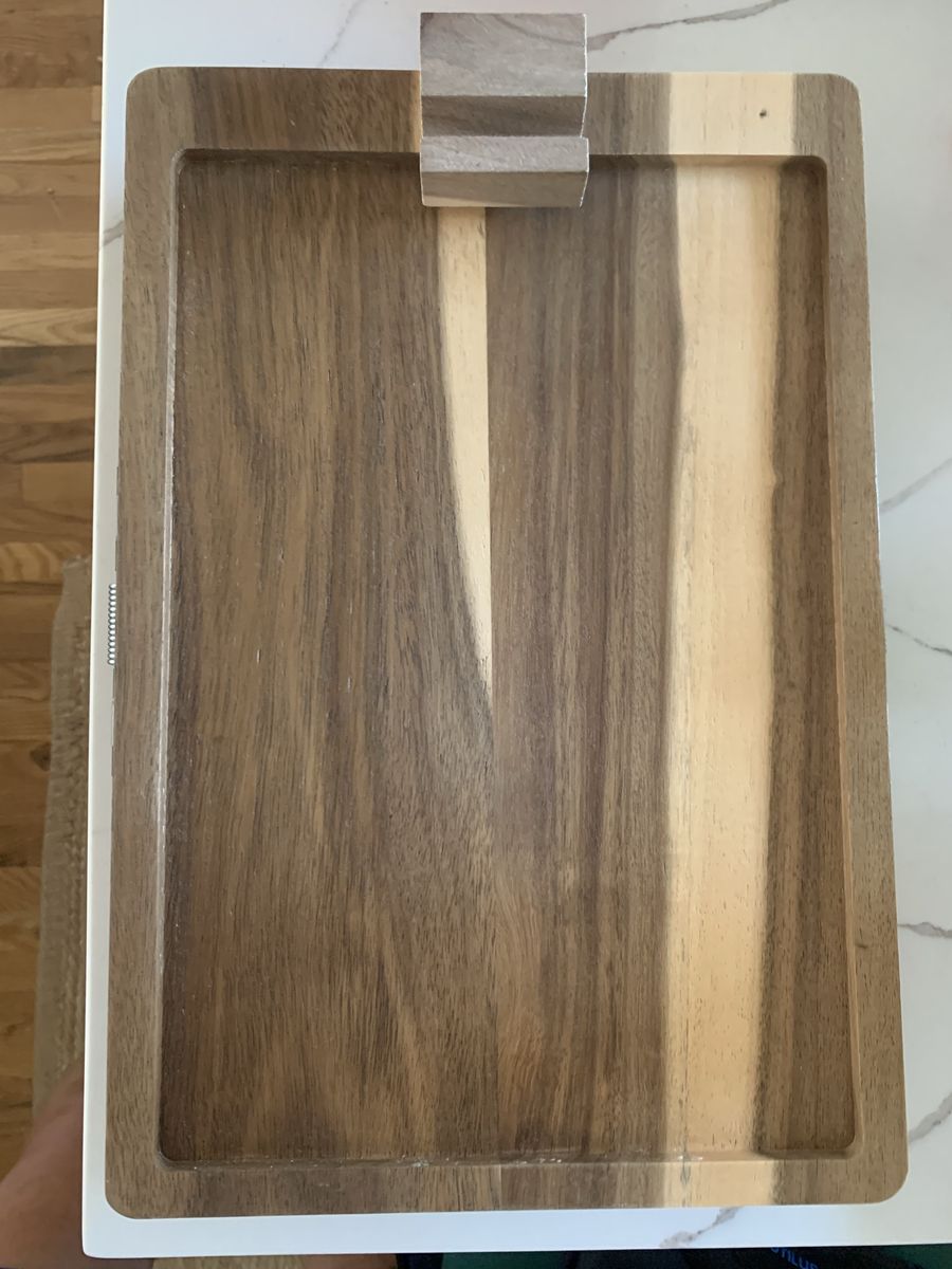 Cella solid acacia wood sofa arm snack table