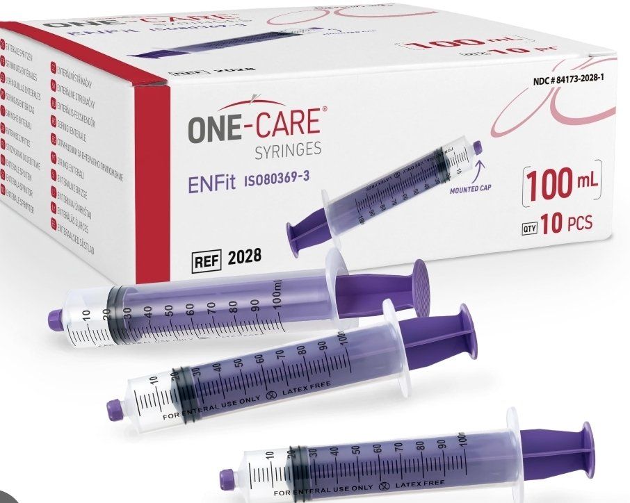 New Box of 10 pcs ONE-CARE 100 mL ENTERAL SYRINGES ENFit IS080369-3 