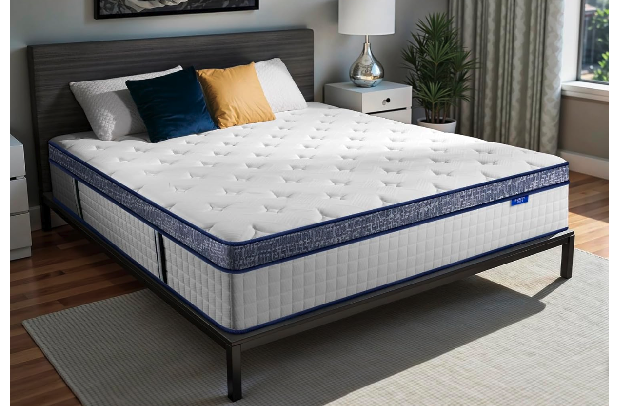 New Twin Mattress, 8 Inch Hybrid Memory Foam and Individual Pocket Springs, Medium Firm Comfort, Motion Isolation,