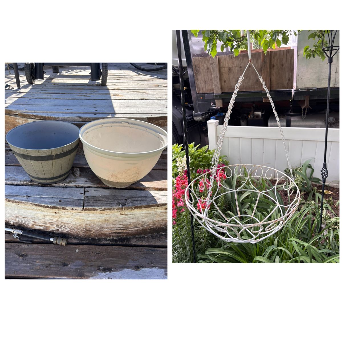 Hanging baskets and flower planter pots $5 each