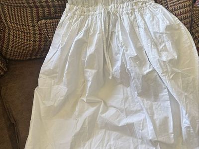 White Eyelet Embroidered Cami Midi Dress Smocked Waist XS Cotton Summer Beach Vacation