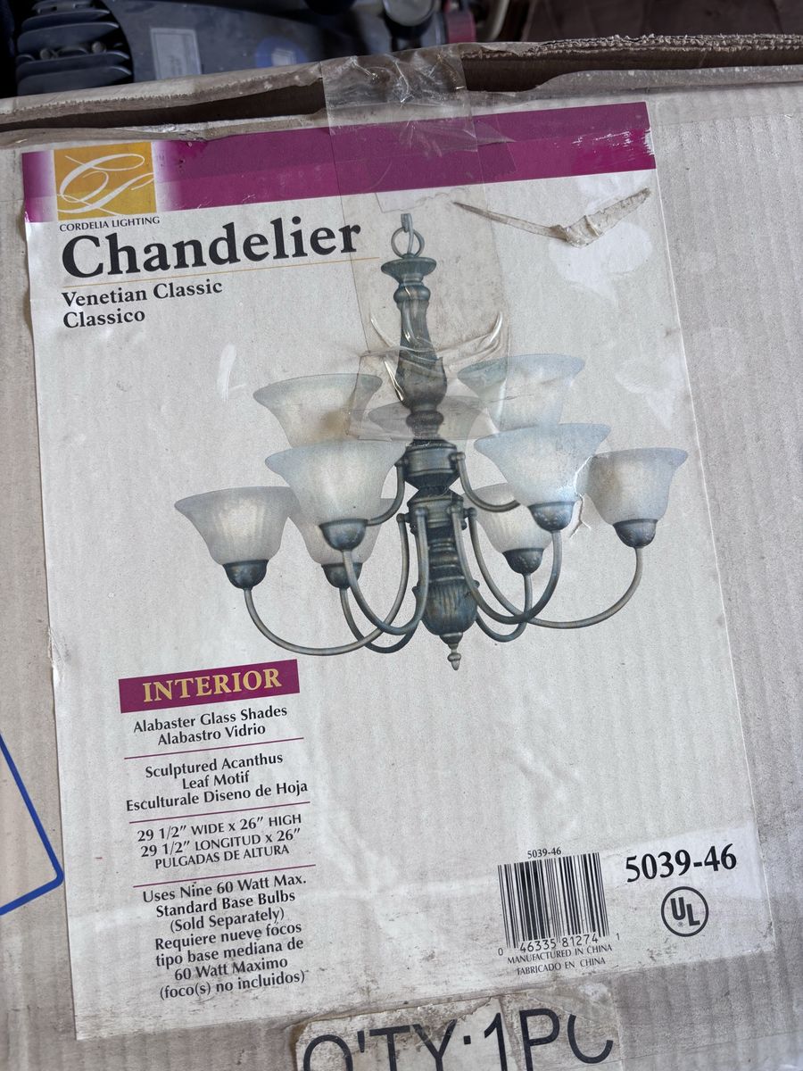 Cordelia Lighting 5039-46 Venetian Classic 9-Light Chandelier Verde Bronze Finish