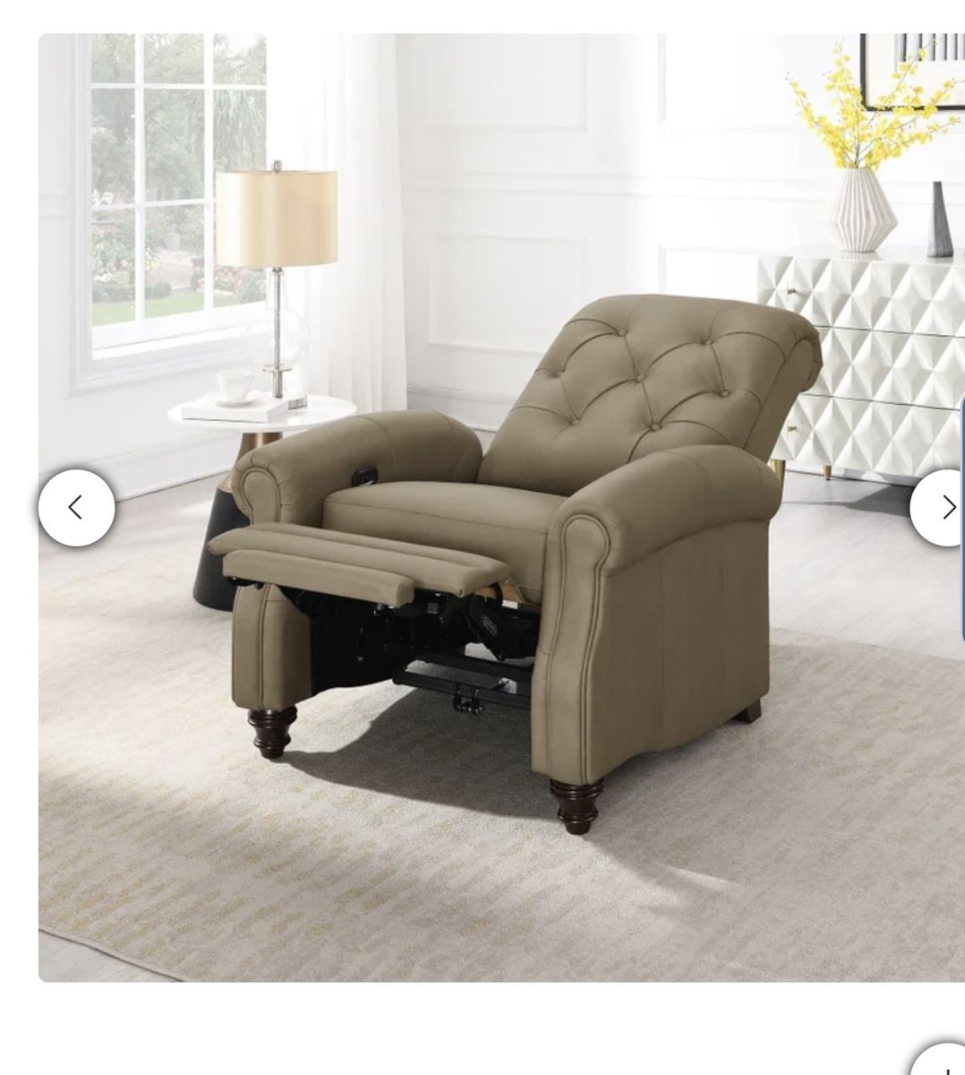 Gray leather recliner