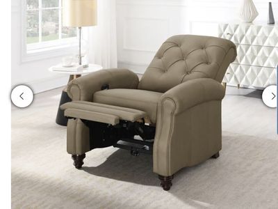 Gray leather recliner