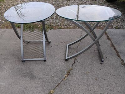 Glass And Metal Side Tables Indoor/Outdoor