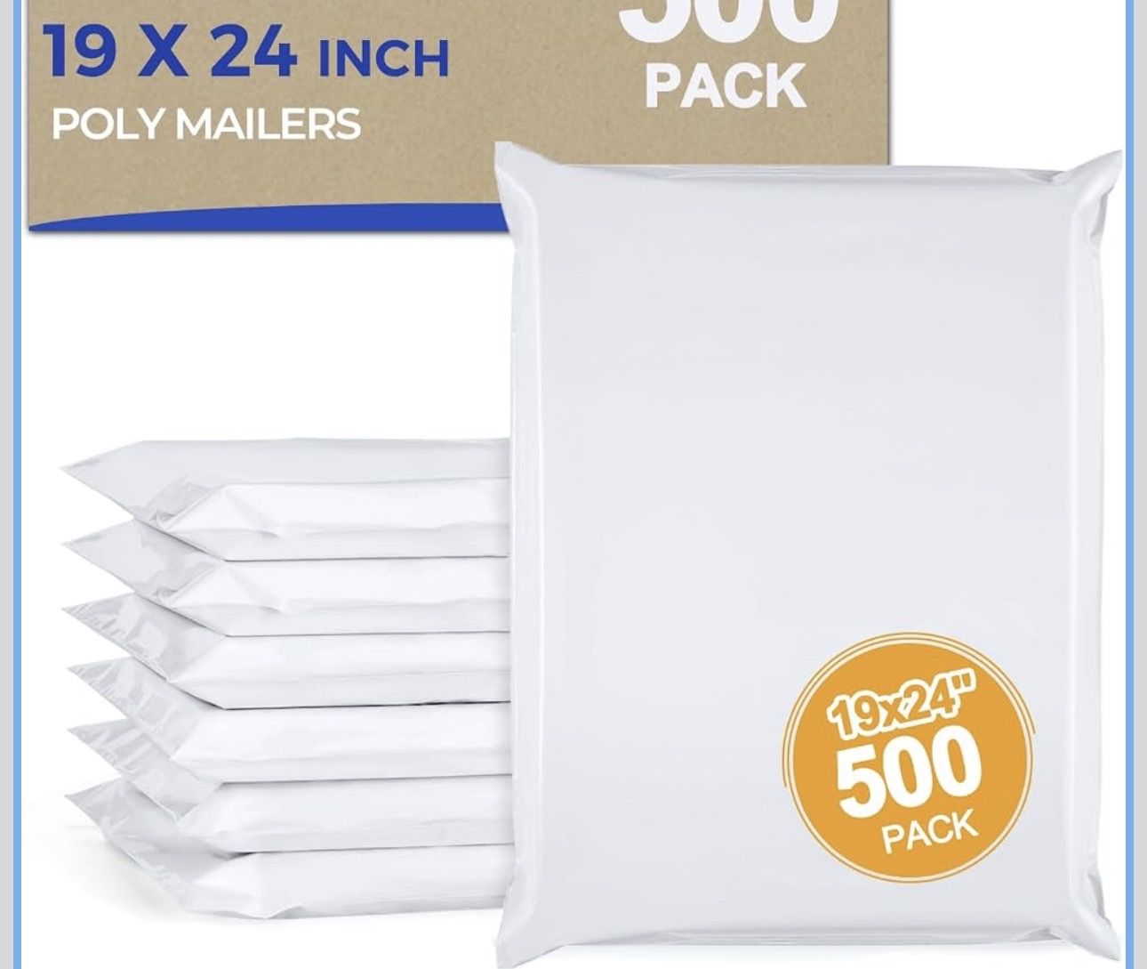 19x24 Inch Poly Mailers - 500 Pack White Shipping Bags for E-Commerce