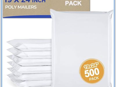 19x24 Inch Poly Mailers - 500 Pack White Shipping Bags for E-Commerce