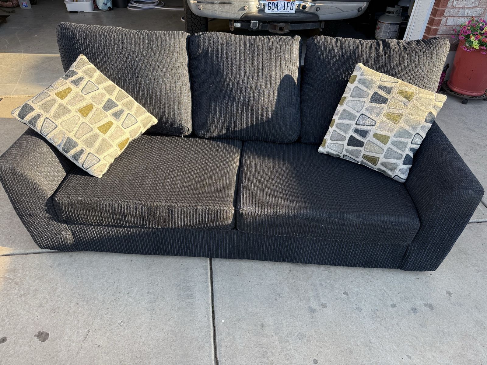 Hannah Sofa Blue / Black Corduroy Three-Seater Sofa