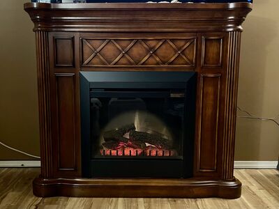 Solid Wood Electric Fireplace – Works Great –