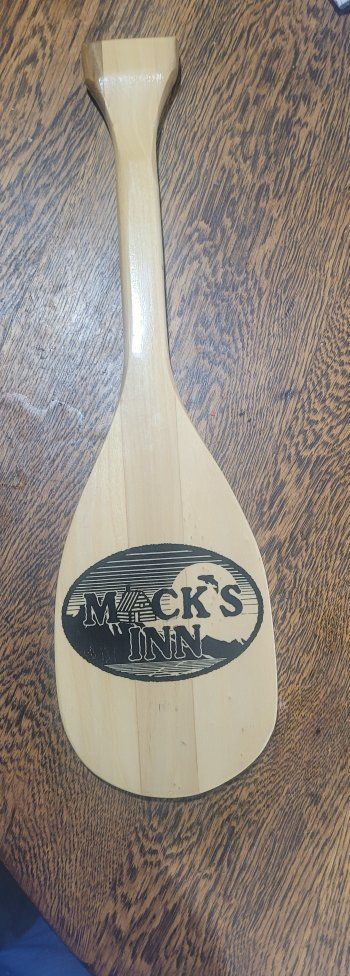 Island Park Idaho.Mack's Inn Wooden Canoe Paddle - Souvenir Decor - 20".  lots of memories in island park. hang it on the wall.