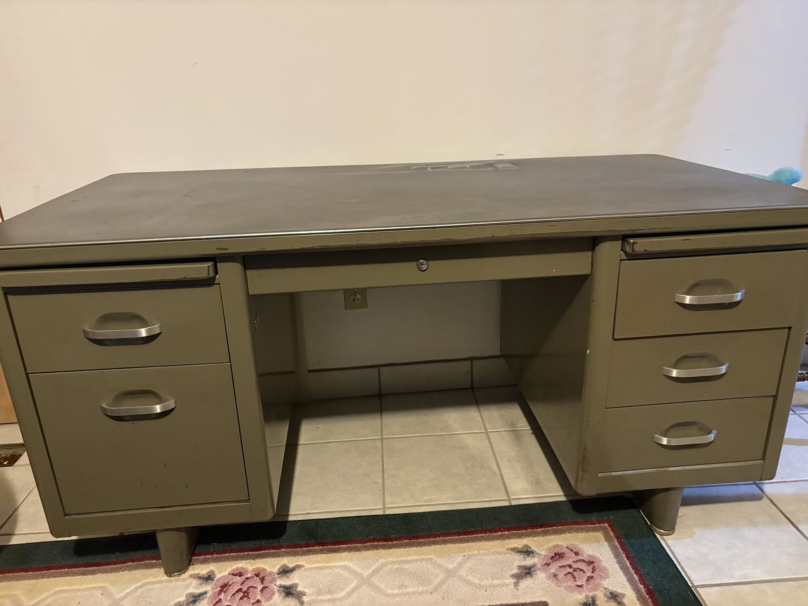 Vintage Mid Century Metal Tanker Desk