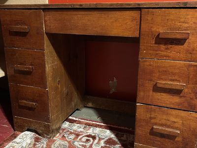 Vintage Wood Desk with Drawers for Storage