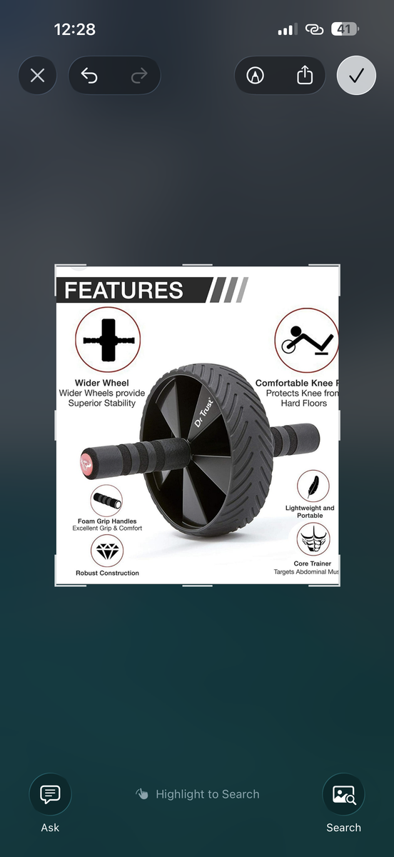 Fitnessery Ab Roller Wheel Core Trainer with Foam Grip Handles