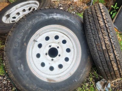 Dynatrail ST205/75R15 Trailer Tires and Wheels - Set of 4, Used Condition