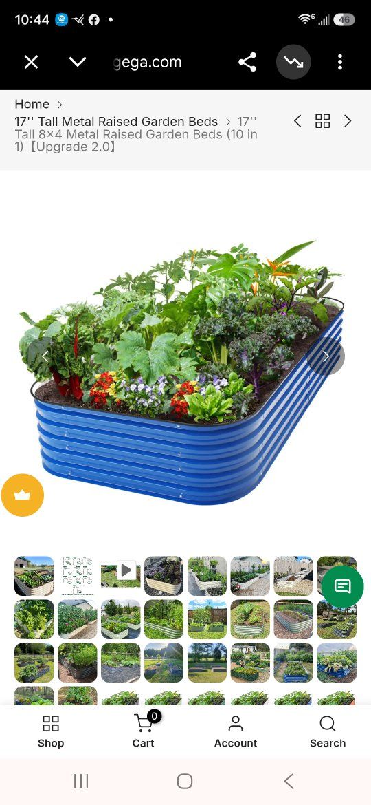 17" Tall 8x4 Metal Raised Garden Bed - Night Blue, 10-in-1 Design
