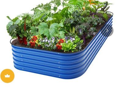 17" Tall 8x4 Metal Raised Garden Bed - Night Blue, 10-in-1 Design