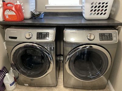 GE Front Load Washer (Working) & Dryer (Needs Repair) - Platinum/Silver