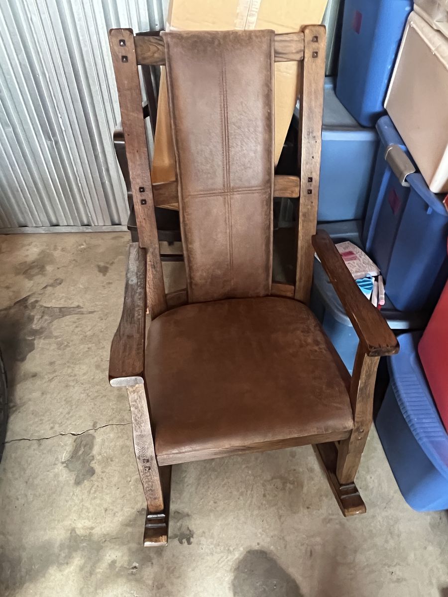 Wood and leather rocking chair