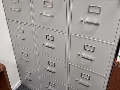 Hon 4-Drawer Vertical File Cabinet, Grey Steel, Letter Size, Locking