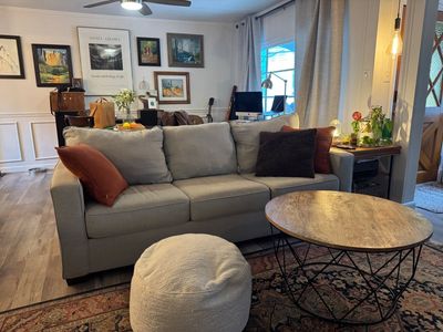3-Seat Sofa — Light Gray Woven Fabric