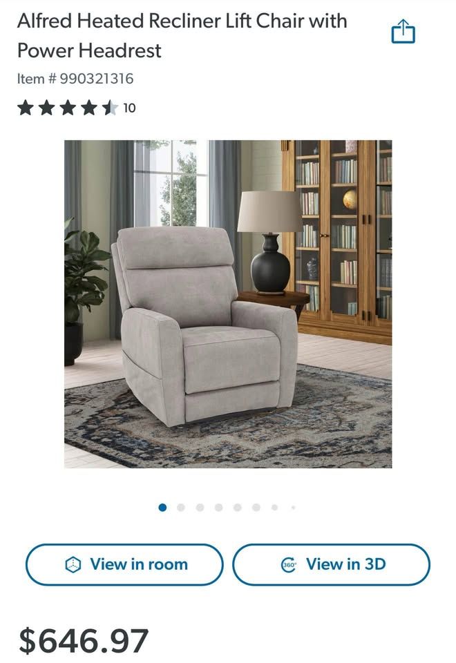 Alfred Heated Recliner Lift Chair with Power Headrest – Sealed in Box