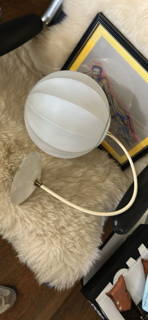 Vtg. Mid Century Modern Frosted Glass Pendant Lamp