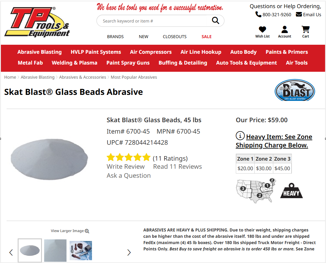 New Skat Blast® Glass Beads Abrasive 45 lbs