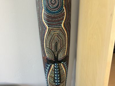 Large Hand-Painted Tribal Wall Mask – 40” Statement Piece