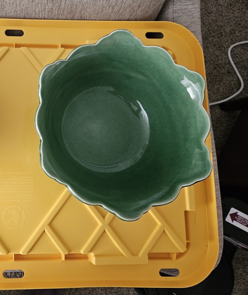 Large Green Serving Bowl 15" round