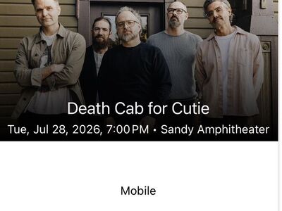 Death Cab, July 28th, Sandy Amphitheatre, 3rd Row